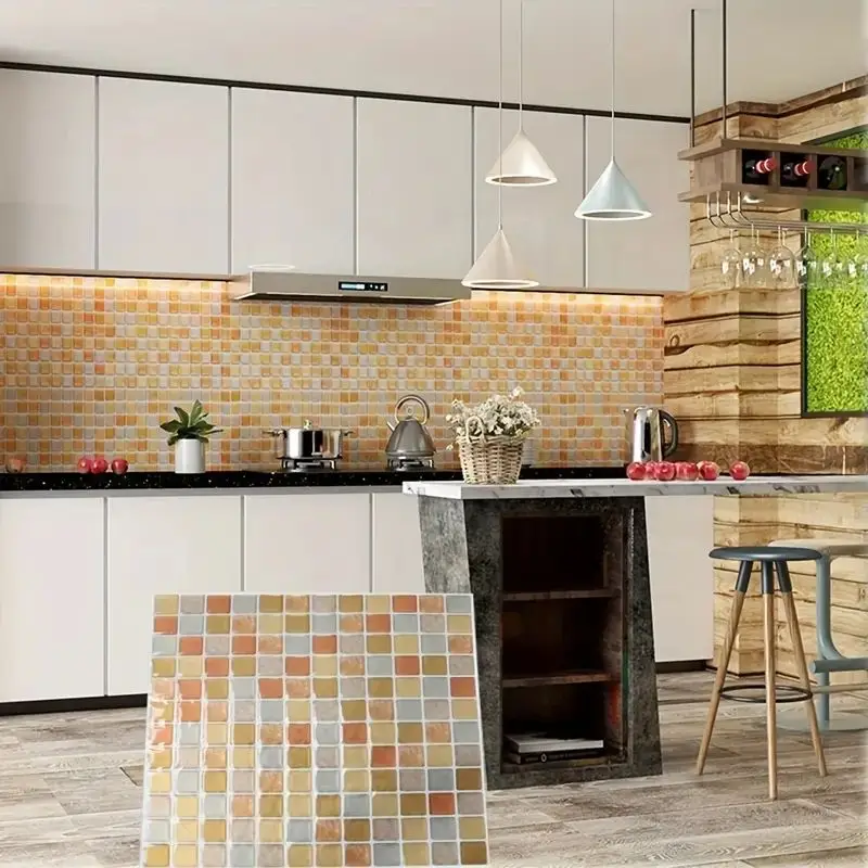 4/10pcs Crystal Drop Glue 3D Mosaic Tile Self-Adhesive Wall Stickers, Waterproof High Temperature Resistant Home Decoration image 3