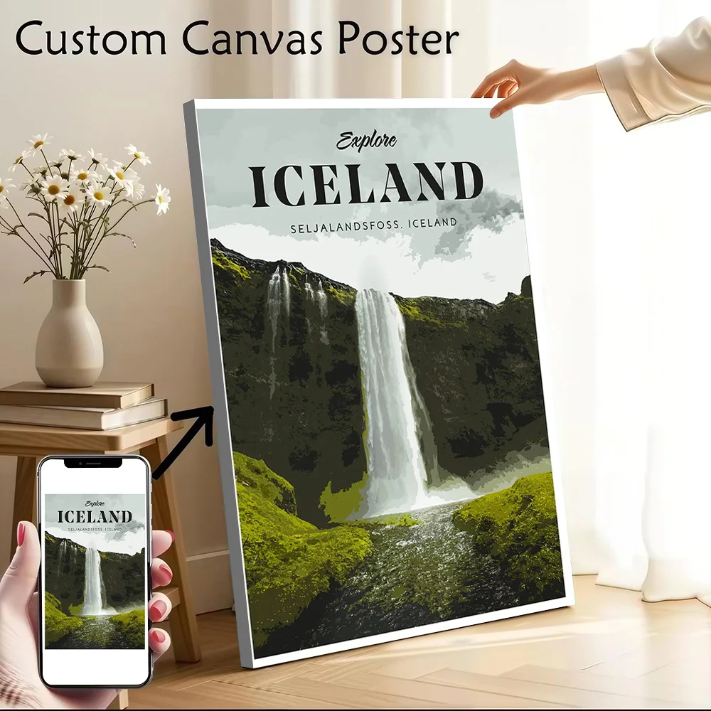 Visit Iceland Canvas Print Perfect Gift for Fans Lovers Personalized Wall Art Poster for Home and Decoration Bedroom Accessories