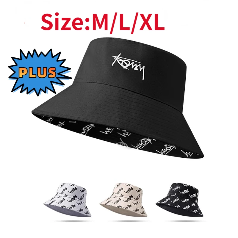 63cm Big Head Letter Bucket Hat for Men Women XL Large Hip Hop Cap Fisherman Hat Summer Sun Hat Plus Size Panama