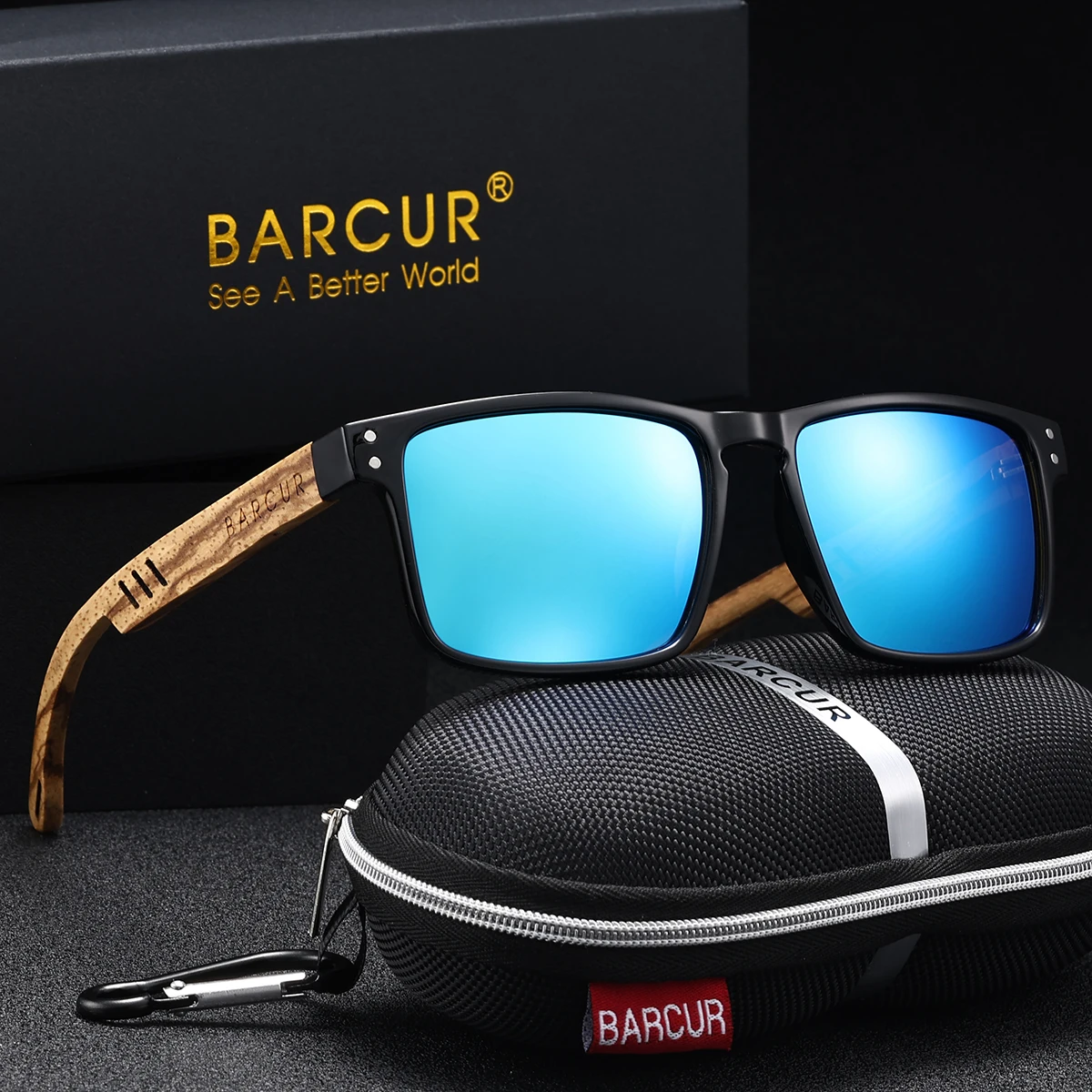 

BARCUR, 1 шт., женские поляризационные солнцезащитные очки, деревянные зеркальные ножки, квадратная оправа, мужские очки для вождения, прогулочные, путешествия, фотографии