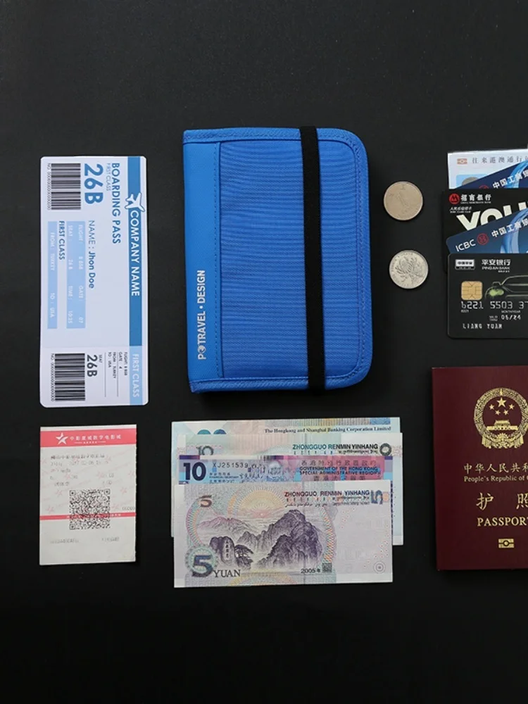 حزام رقبة للسفر، حامل جواز سفر من النايلون المقاوم للماء RFID، حافظة بطاقات للرحلات الدولية، منظم وثائق سهل الحمل