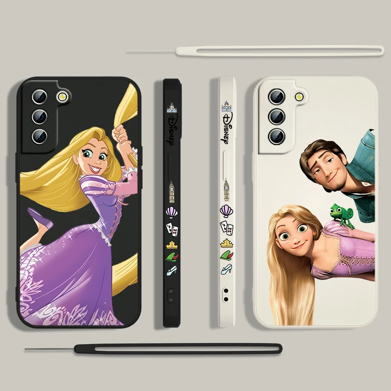 Tangled Disney Animation Phone Case For Samsung Galaxy S24 S23 S22 S21 S20 Pro FE Plus Ultra Liquid Left Rope Cover