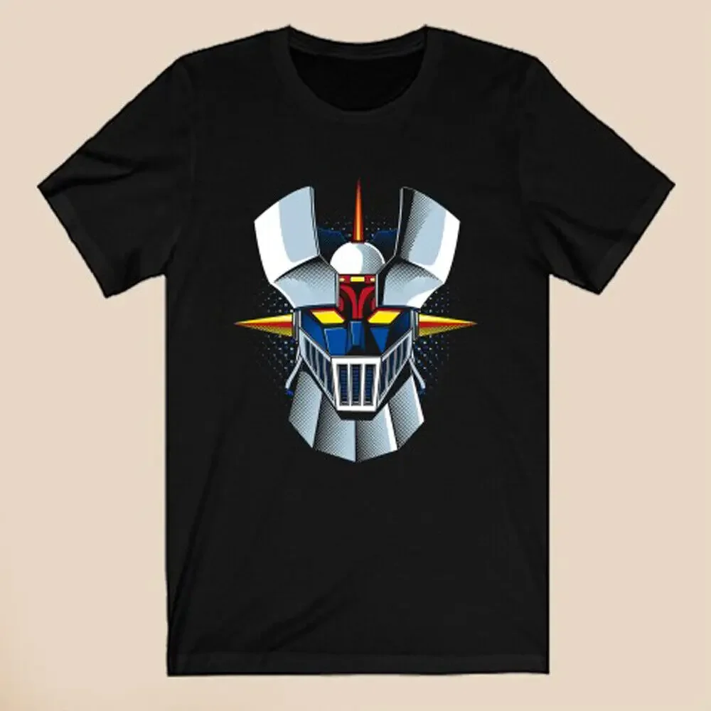 Mazinger-Z Shin Robot Head Men\'s Black T-Shirt Size S-5XL  Tees High Quality 100%Cotton Short Sleeve