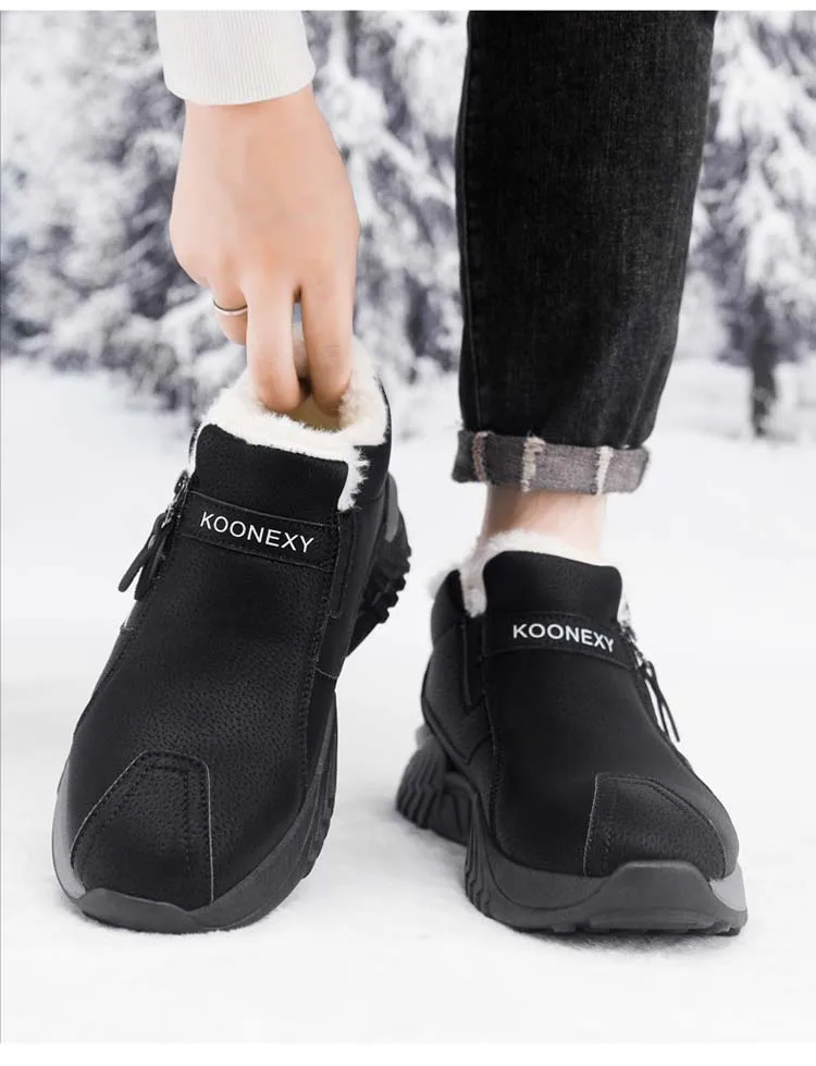 Herren Fleece-gefütterte Warme Freizeitschuhe, Herrenstiefel Winter-Schneestiefel, Fleece-gefüttert, Rutschfest und Langlebig, Isoliert mit Baumwolle – Detail 7