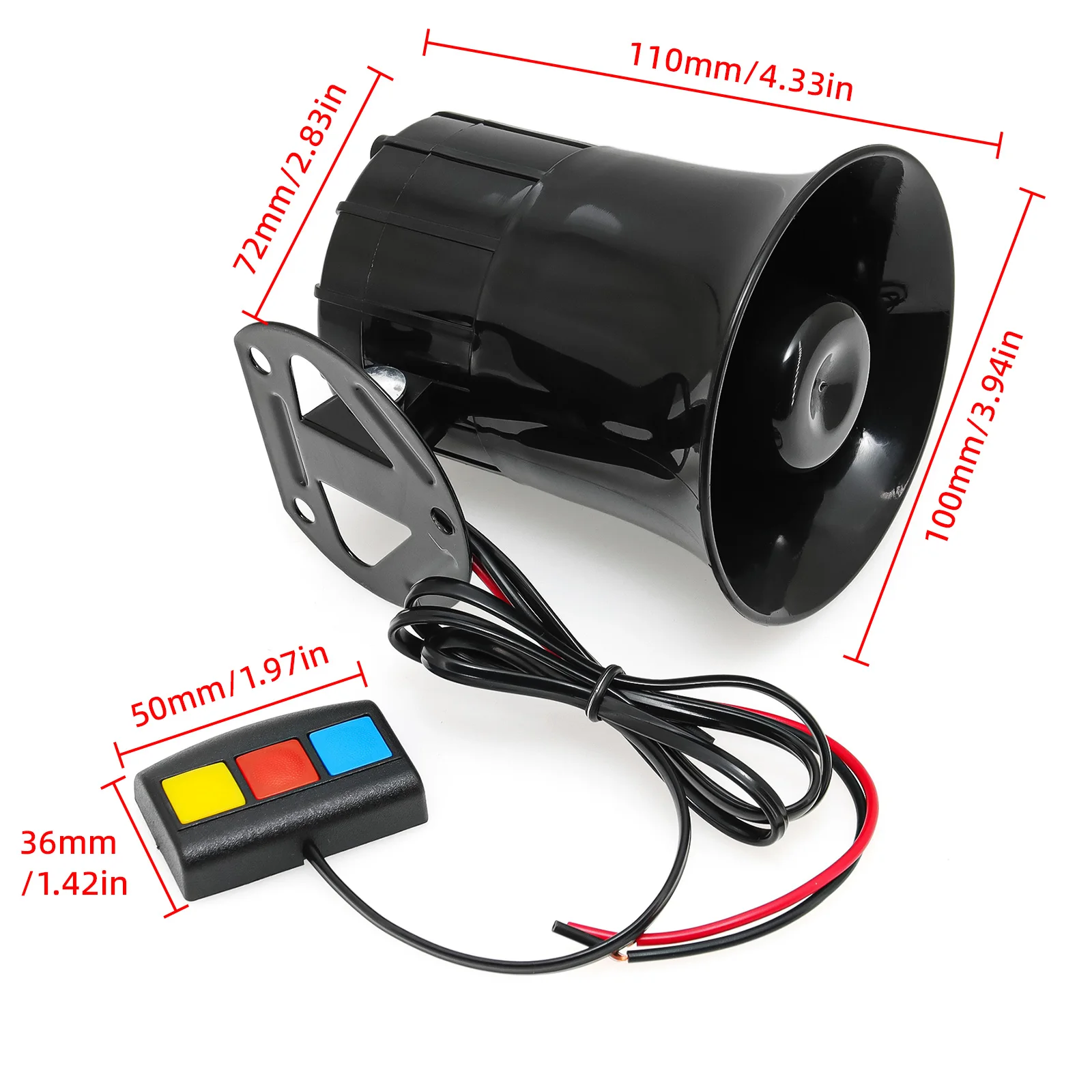 115dB 12V 3 Tone Sound Loud Car Horn Motorcycle Warning Alarm Police Fire Siren Horn Speaker Automotive Accessories customized