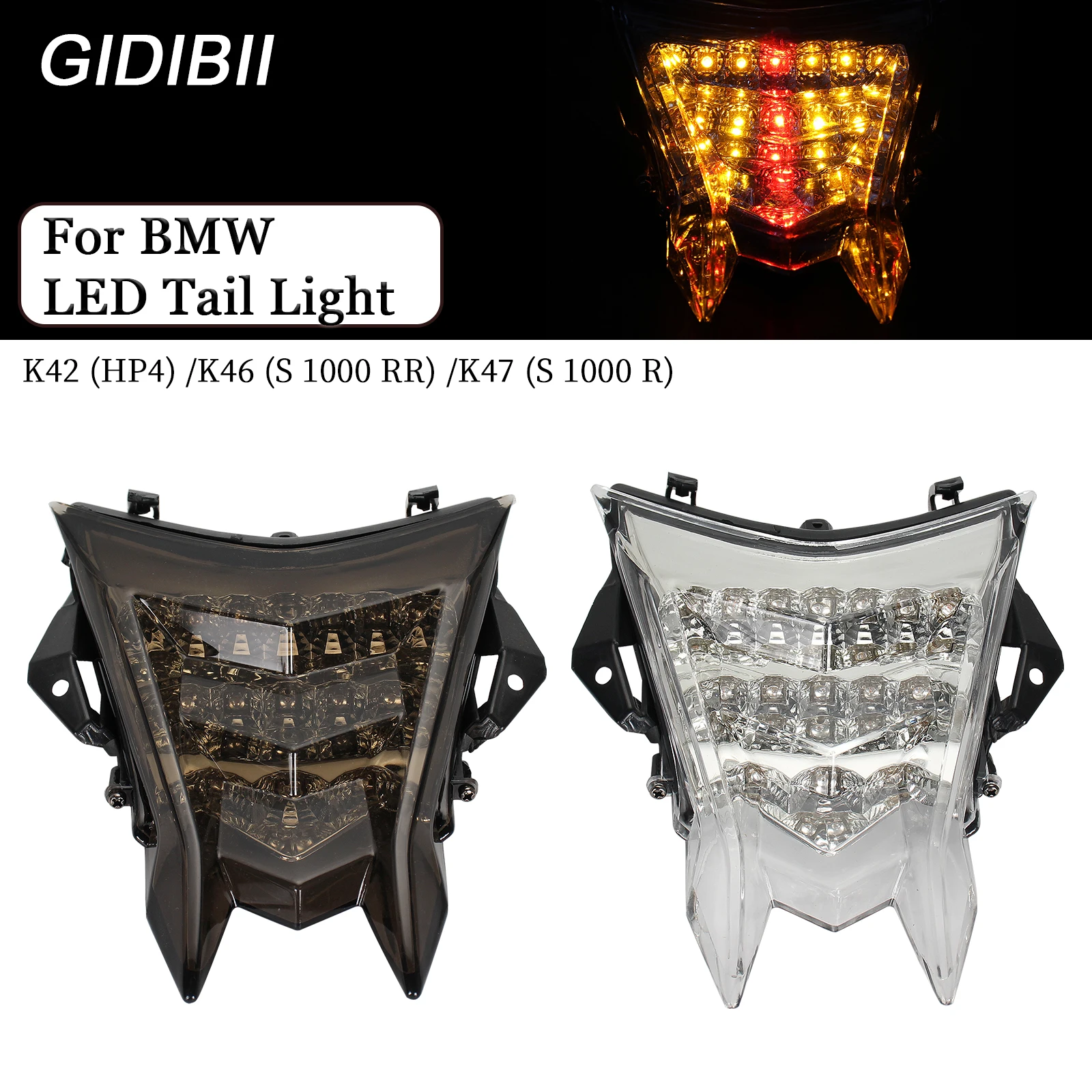 

LED Tail Light For BMW K42/HP4 K46/S1000RR K47/S1000R Integrated Brake Turn Signal Indicator Motorcycle Accessory Lights