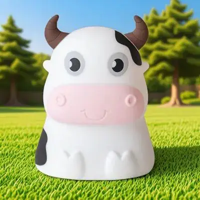 

Silicone Cow Night Light Lovely Cartoon Lamp for Bedroom Bedside Desktop Table Decor Night Light for Nursery Room Gift