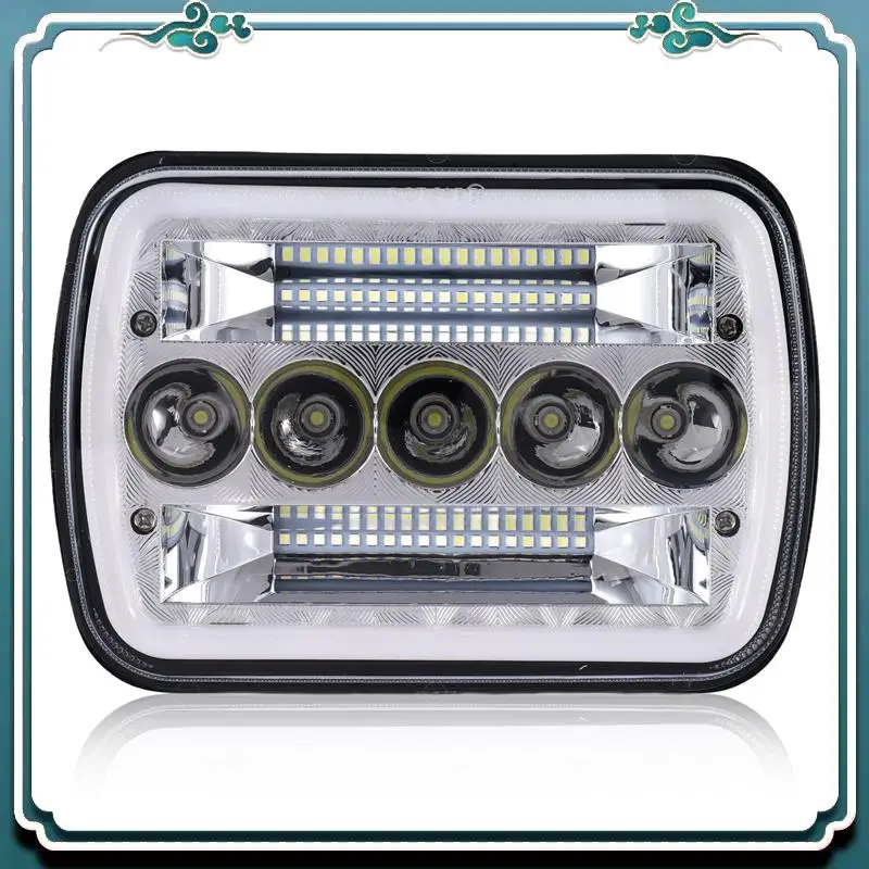 

ABTU-5X7inch 7X6inch LED Headlight Hi-Lo Halo DRL For Jeep Cherokee XJ Wrangler YJ