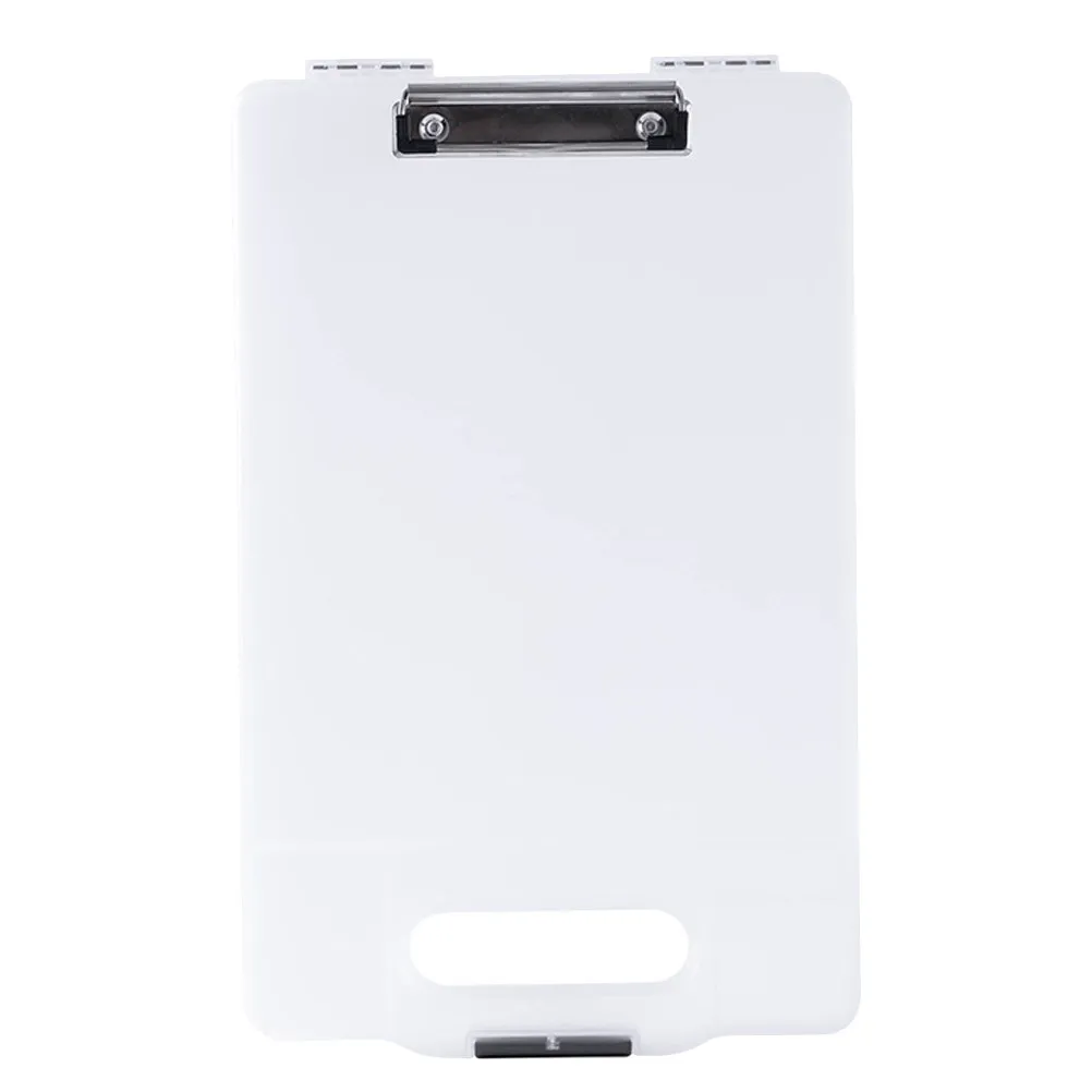 1pcs-heavy-duty-pp-clipboard-storage-box-large-capacity-a4-paper-holder-single-pen-slot-wall-mount-hole-portable-writing-pad