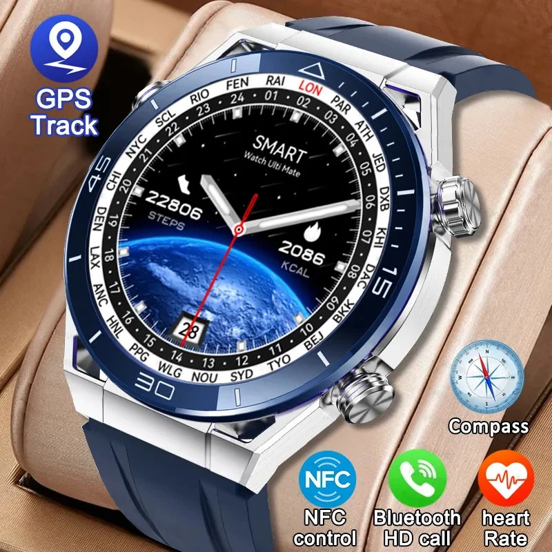 

2023 New Business Ultimate Smart Watch for Huawei Men Bluetooth Call Compass NFC 100+ Sprots Smartwatch Waterproof Watches IOS