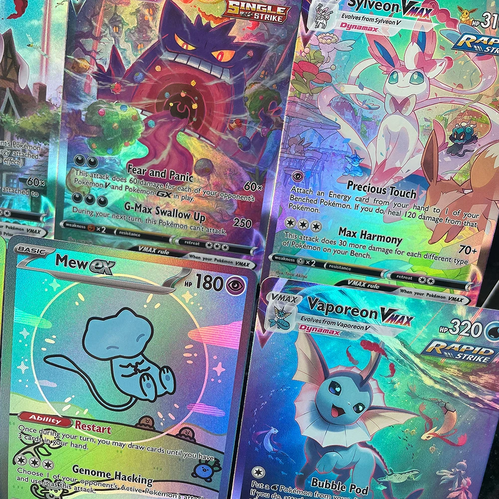 أنيمي PTCG بطاقة التداول Vaporeon Lillies Clefairy Ex Gengar Vmax قاعدة المجسم لعبة جمع بطاقة المشجعين لعبة هدايا العيد