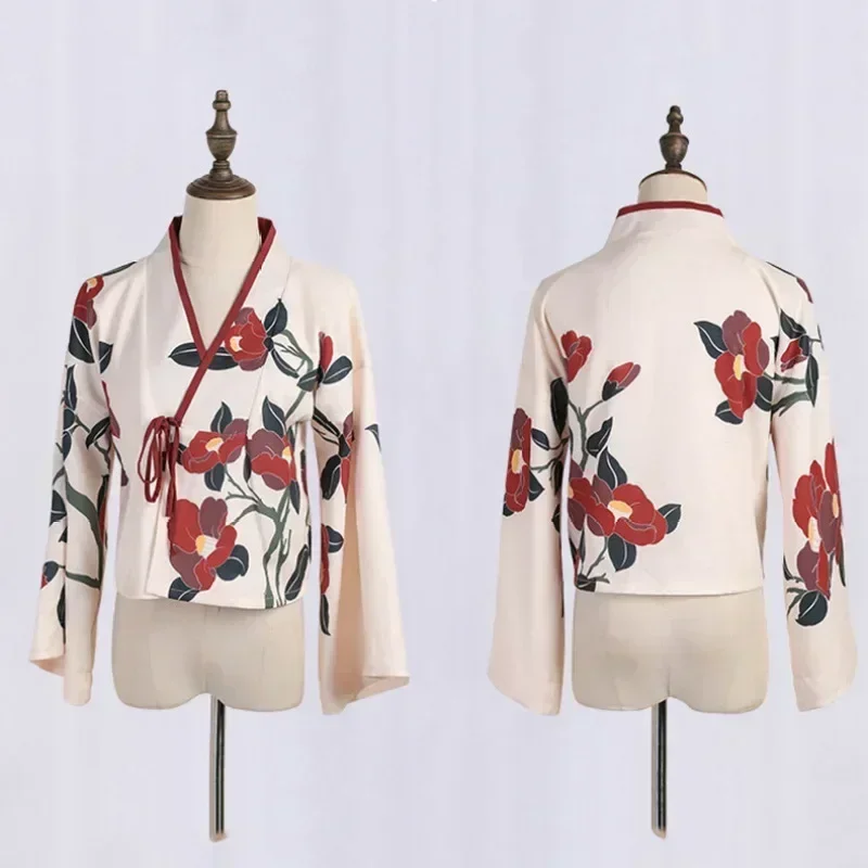 Estilo japonês floral impressão vestido longo quimono saia kawaii traje menina festa robe terno traje do vintage asiático cosplay senhoras novo