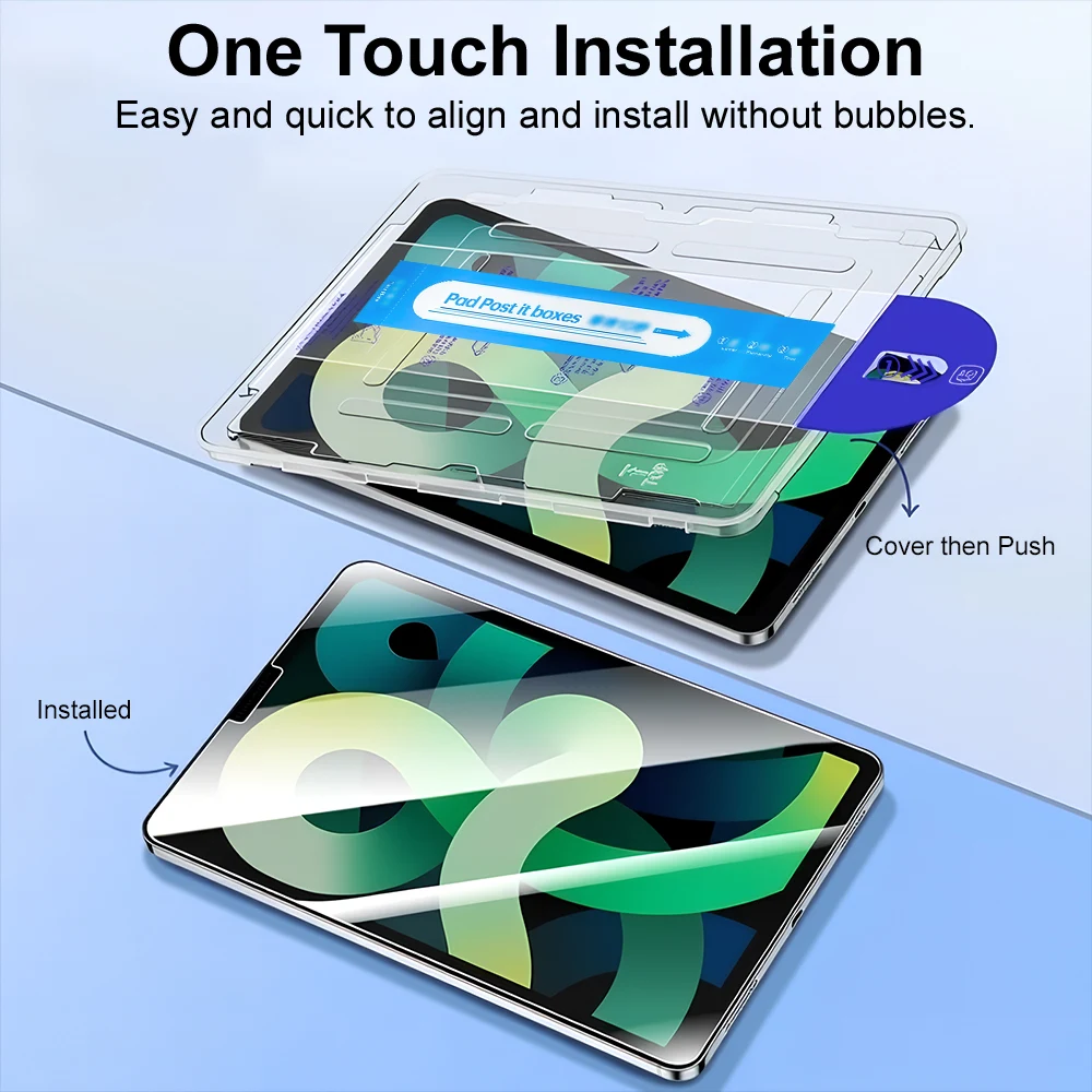 مجموعة محاذاة تلقائية من الزجاج المقسى لجهاز iPad Air 13 11 5 4 Pro 13 12.9 A16 11th 10th Gen واقي شاشة لجهاز Mini 6 7th 8th 9th #2
