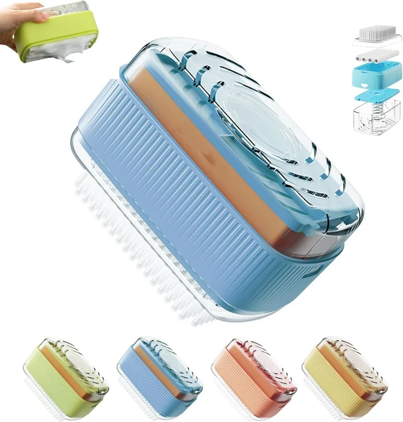 

Foaming Soap Box with Roller Bubble Case for Laundry Soap Cleaning Storage Dispenser Portable Bar Dispenser Brush Keeps The Dry
