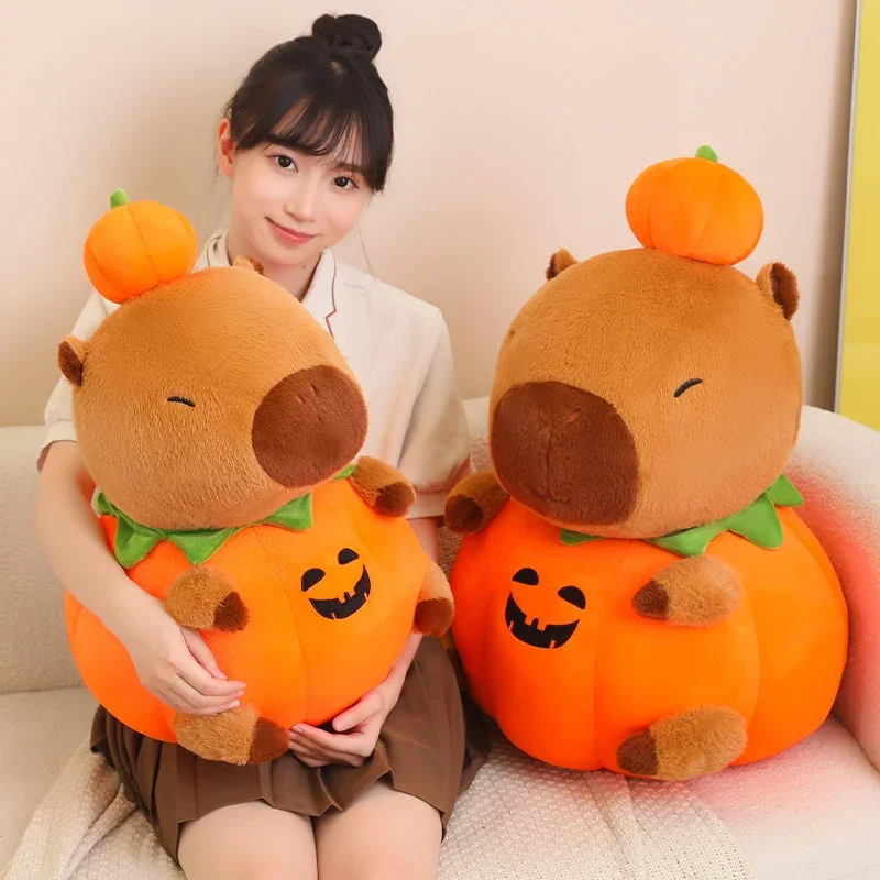 25-60cm Kreatywna, zabawna pluszowa maskotka kapibara na Halloween, poduszka, pluszowa kapibara w dyni, dekoracja świąteczna, prezent dla chłopców i dziewczynek
