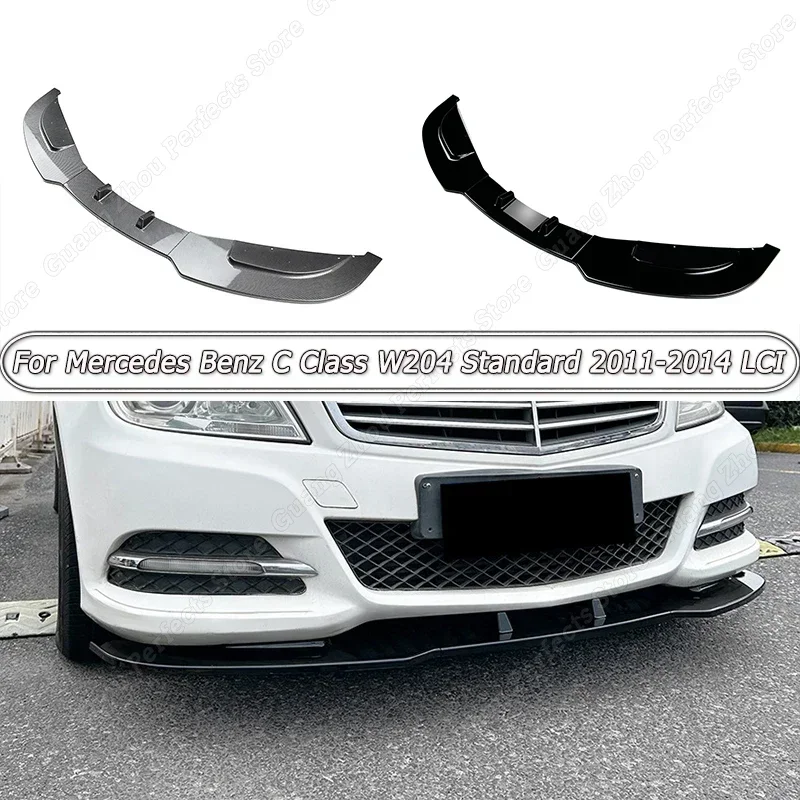 Car Gloss Black Front Bumper Splitter Lip Spoiler Diffuser Guard For Mercedes Benz C Class W204 Standard 2011 2012 2013 2014 LCI