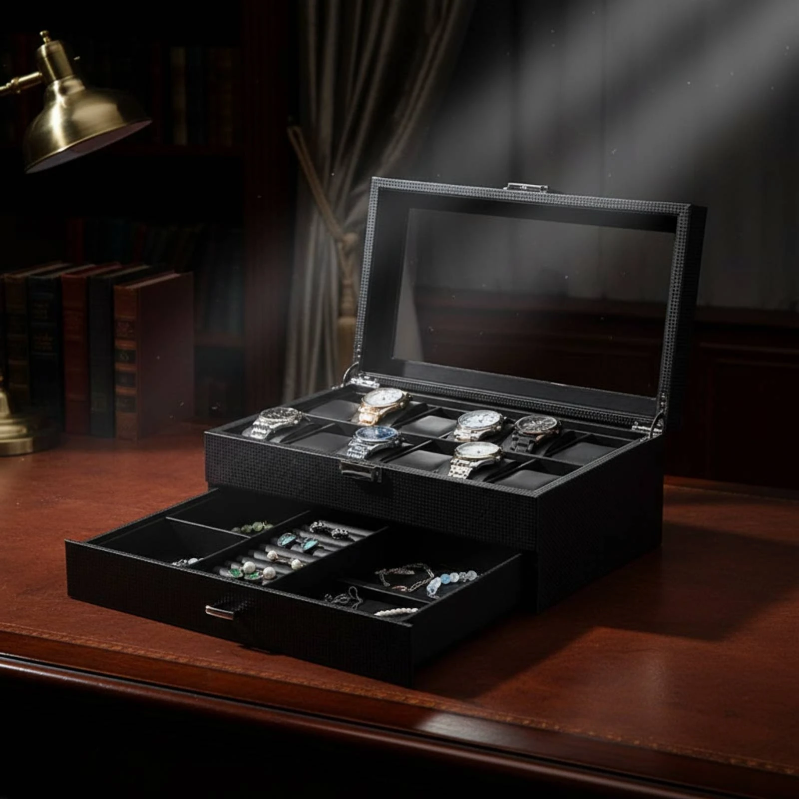 Watch and Jewelry Box Padded Cushions 12 Slot Watch Box Display Case Drawer Design Storage Furniture Band Holder Roll Insert