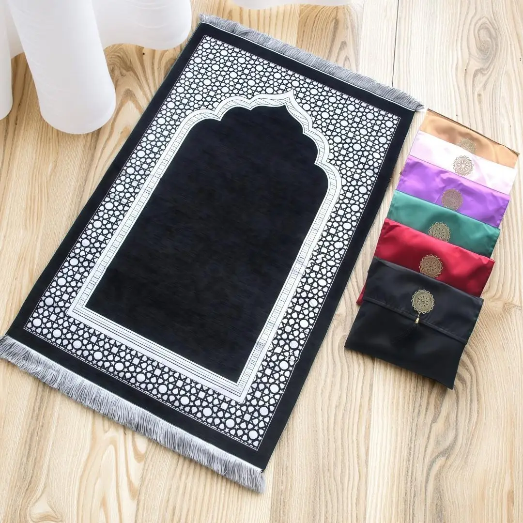 3pcs/1set Muslim Prayer Rug With Portable Bag Beads for Women Men Soft Mat Islam Gifts Set Turkish for Ramadan Hajj Travel Mat