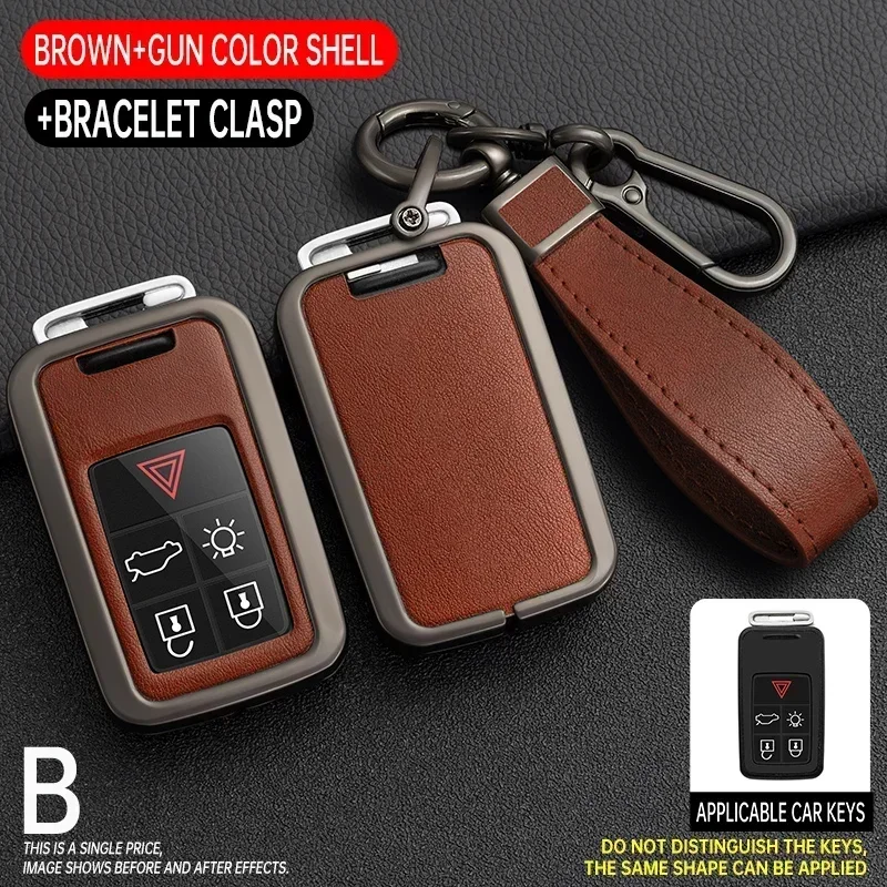 

Zinc Alloy Leather Car Remote Key Shell Case Cover For Volvo XC60 V60 S60 XC70 V40 Auto Accessories Car Key Case