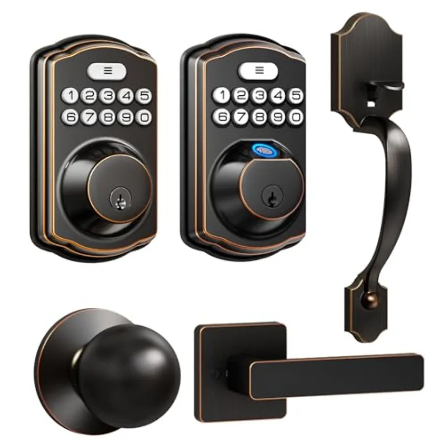 

Бесключевой дверной замок KS02D и 01C с ручкой, цвет: бронза с эффектом состаривания