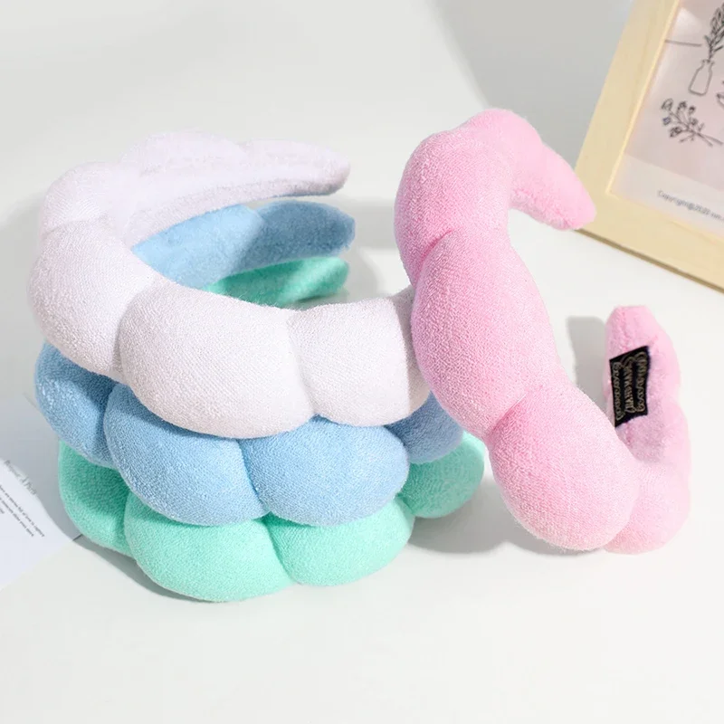 Fashion Sponge Headband for Women Girls Puffy Hair Band Makeup Bubble Retro Terry Cloth Headbands Hair Accessories Headwear