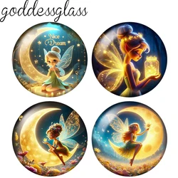 New Moon night Fairy girls wings cute 10pcs 12mm/18mm/20mm/25mm Round Photo glass cabochon demo flat back Making findings