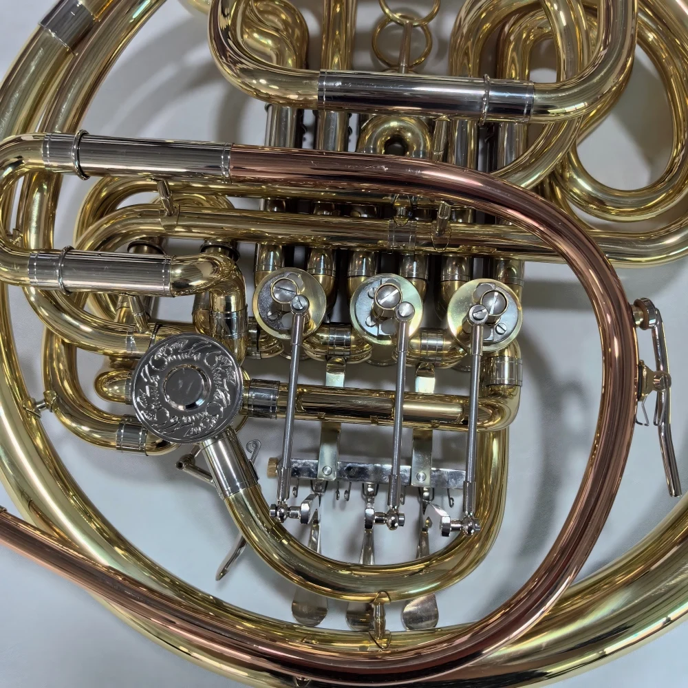 French Horn Ganda F/Bb Berkualitas Tinggi dengan Material Kuningan Kuning Harga Pabrik