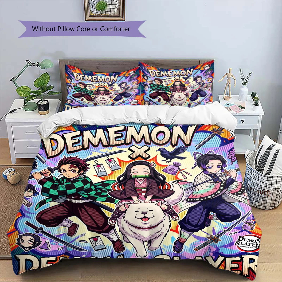 Tokyo Ghoul Patterned Pillowcase & Duvet Cover Set 3-Piece Anime Bedding Decor for Bedroom Excellent Gift for Fans YUN6516