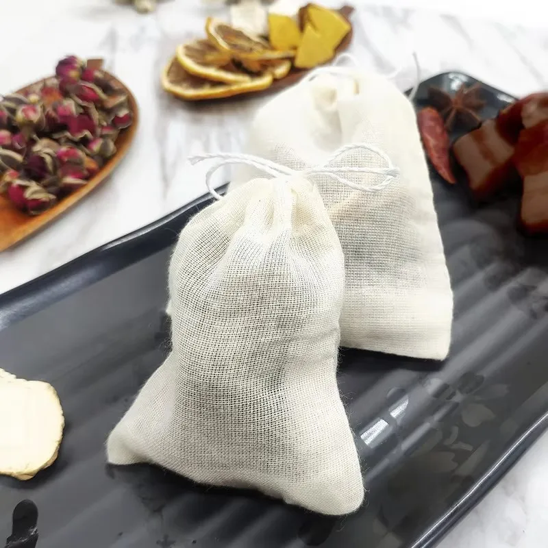 1000Pcs 9 Size Pure Cotton Filter Gauze Bag Chinese Herbs Spice Loose Tea Bag Sachet Holder Fragrance Bag Kitchen Accessories
