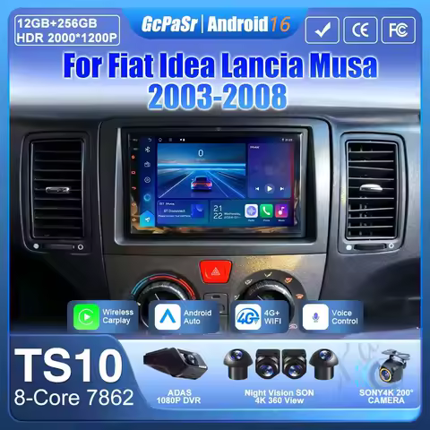 Car Radio For Fiat Idea Lancia Musa 2003-2008 Android Auto GPS Navigation Carplay Car Monitor No 2din Video Autoradio DSP BT 2k