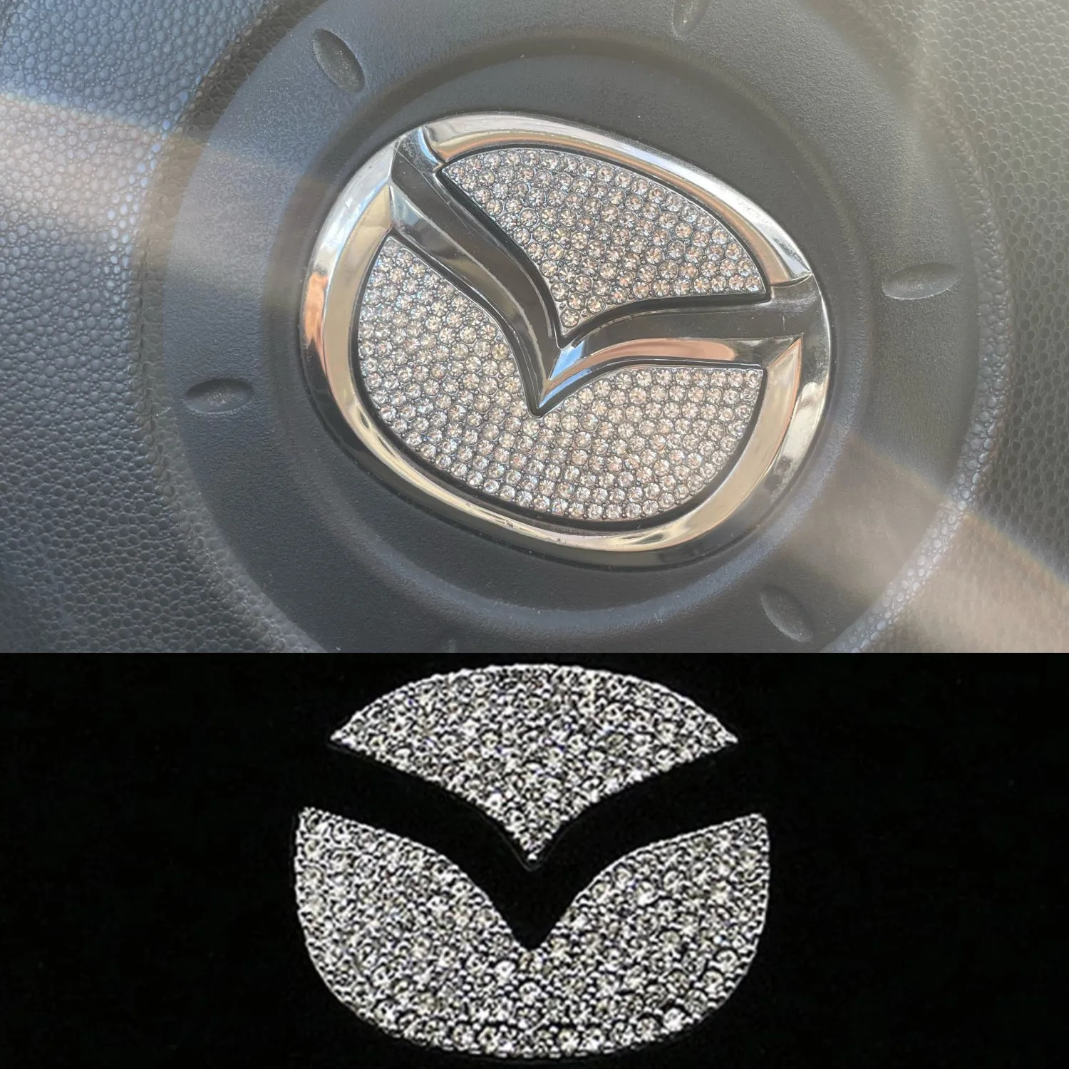 Car Steering Wheel Logo Diamond Decoration Cover Sticker For Mazda 2 3 5 6 Axela Atenza Allegro CX3 CX5 CX7 CX9 CX30 Accessories