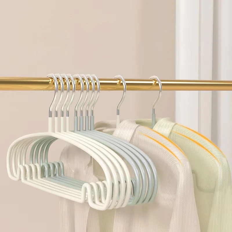 

10pcs Coated Metal Clothes Hangers Non-Slip No Trace Thicken with Round Notches for Suit Shirt Jacket Hanging