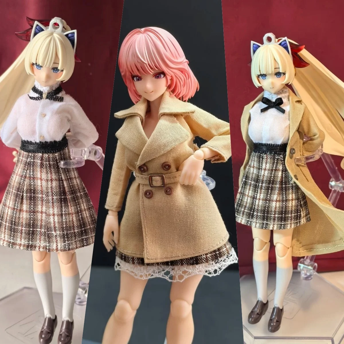 

【No Figure】1/12 Scale Female Soldier Clothing Accessories Integrated Shirtskirt Double-breasted Coat Fit 6''Action Figure Model