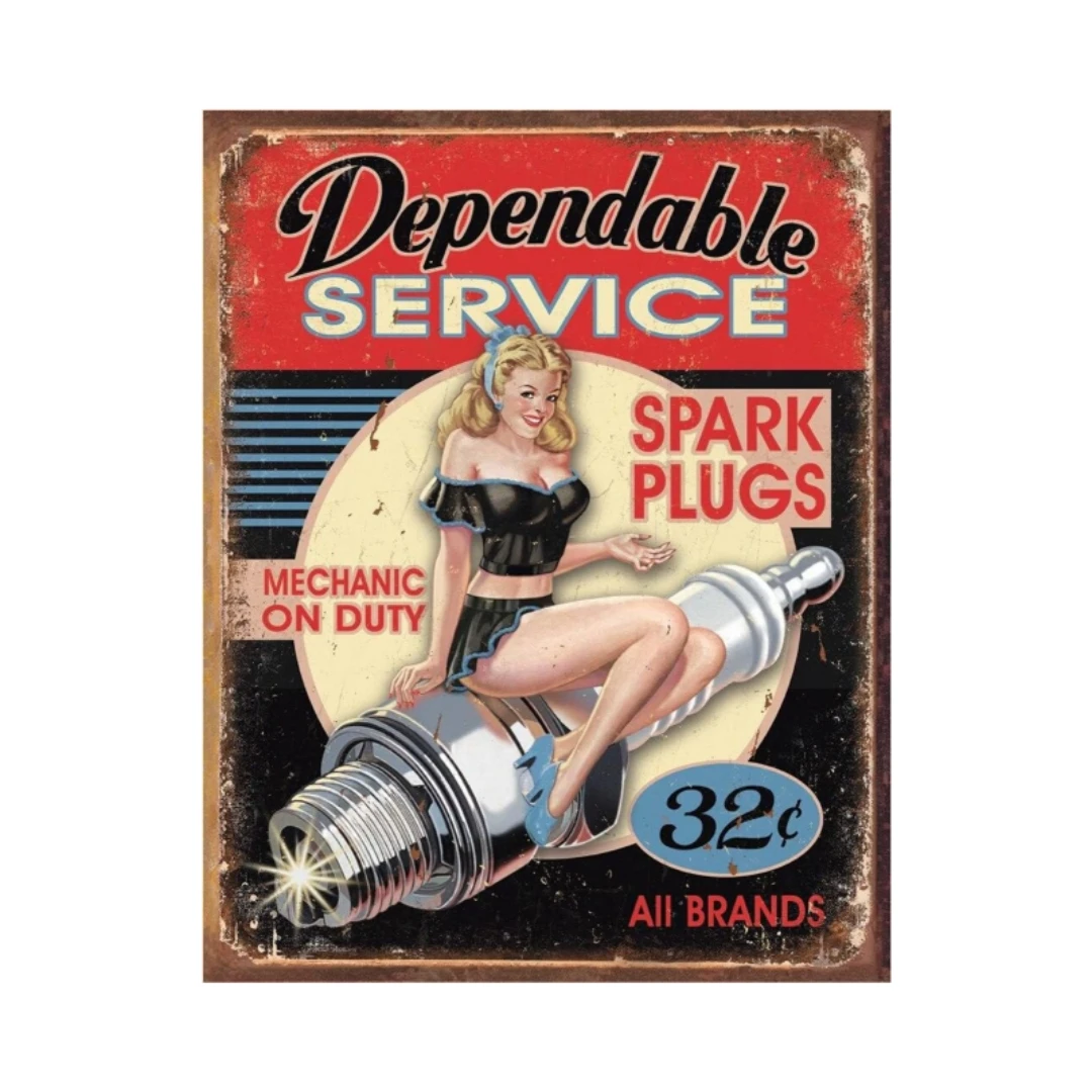 Desperate Enterprises Dependable Service Tin Sign Nostalgic Vintage Metal Wall Decor For Garage Plaque