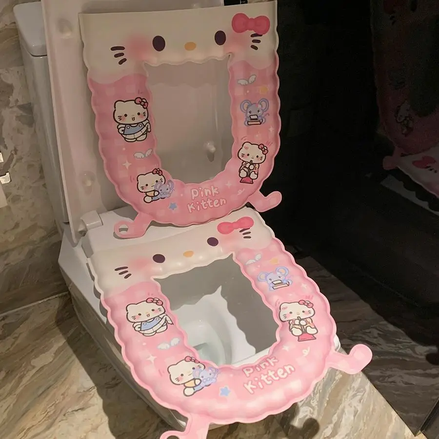 sanrio Hello Kitty cartoon schattige toiletmat creatieve kawaii thuis EVA waterdichte toiletdecoratie stoelhoes cadeau groothandel