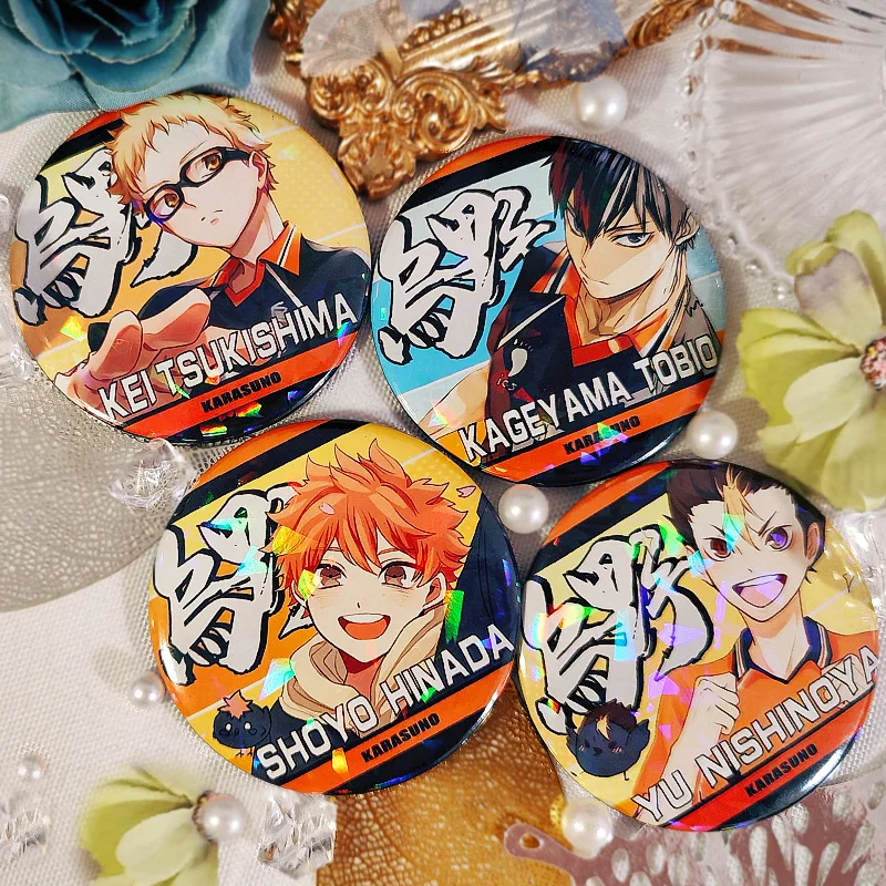 5.8cm Anime Haikyuu kageyama tobio Shoyo Hinata Bokuto Kotaro Cosplay Costume Badge Pin SPTE Tinplate Brooch Accessories Prop