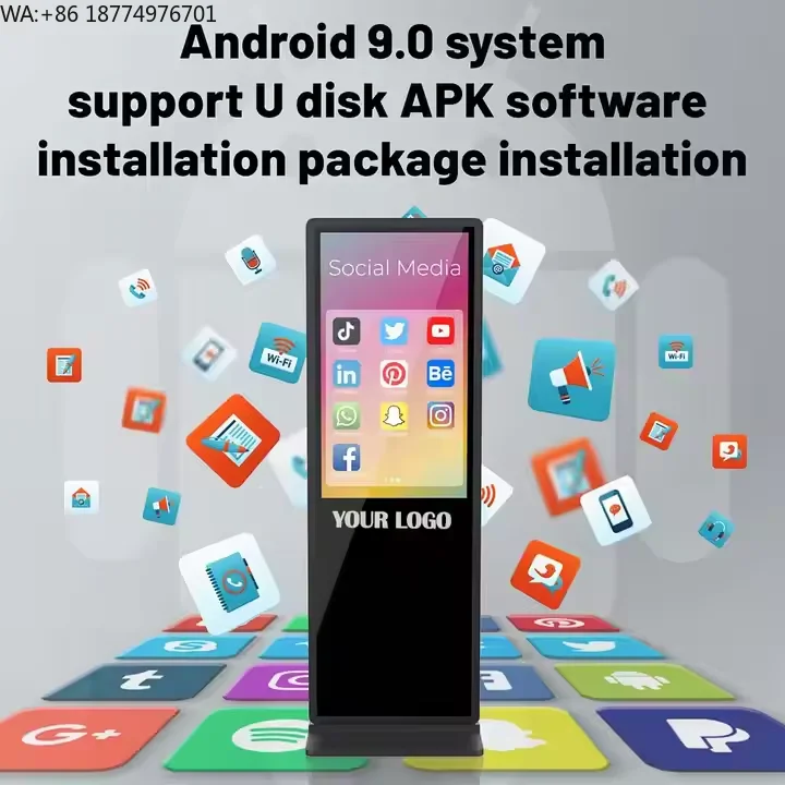 

55 Inch Ultra Thin Multi Media LCD Digital Signage Totem Advertising Screens Kiosk Advertising Touch Screen Kiosk