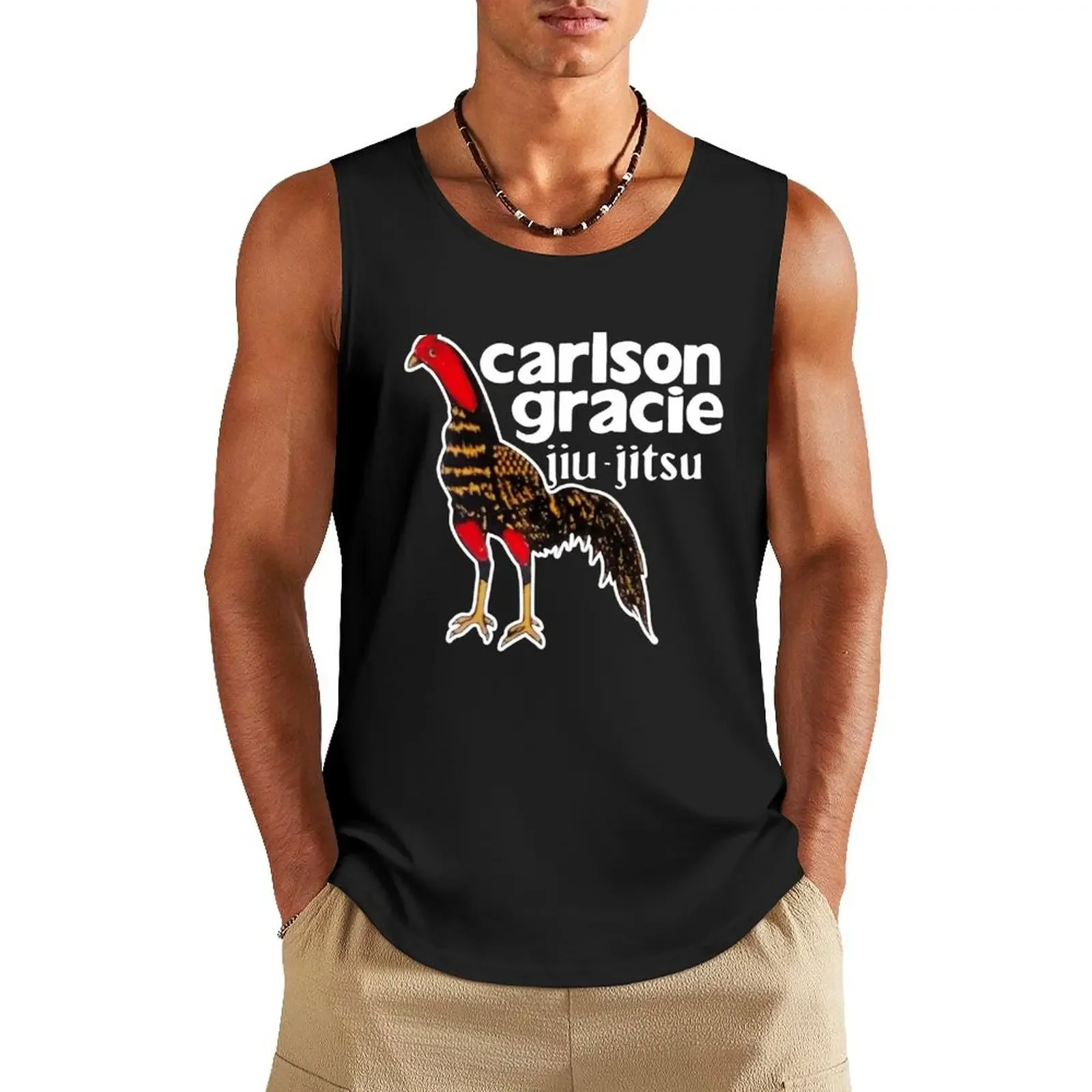 

Carlson Gracie Team Logo Rooster Tank Top cotton t-shirts man Man gym clothes