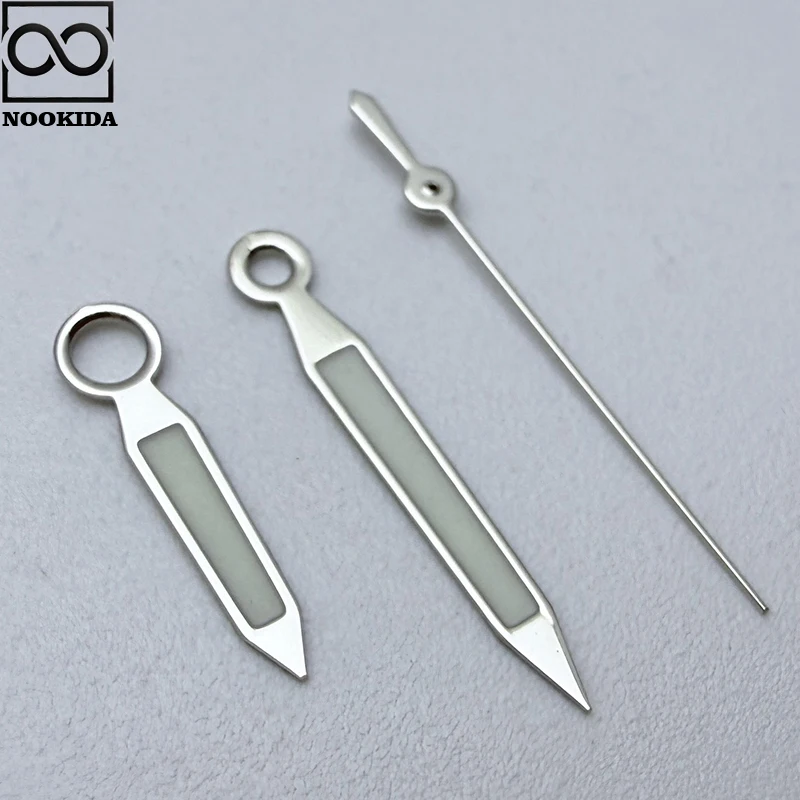 NOOKIDA Silver Simple Polished Hands Green Luminous for Japan NH35/NH36/4R/7S Automatic Movement Mechanical Watch Accessories