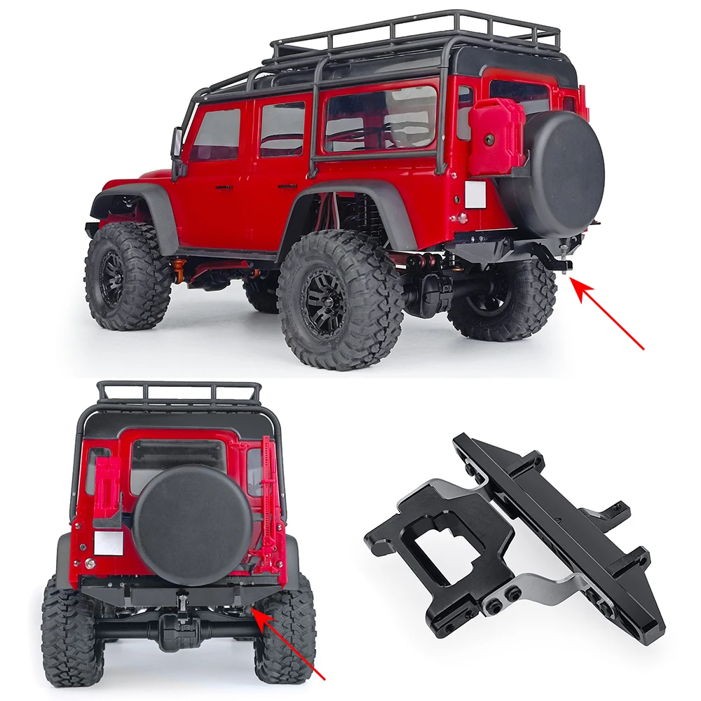 YEAHRUN CNC Aluminum Front Rear Bumper with LED Lights for 1/18 RC Crawler TRX4M Defender Upgrade Parts