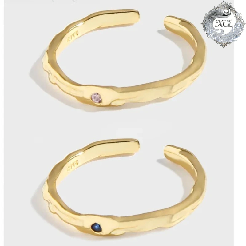 

XCL S925 Sterling Silver Irregular Zircon Ring, INS Niche Design Micro-Inlaid Ring, Personalized Gift Jewelry for Women
