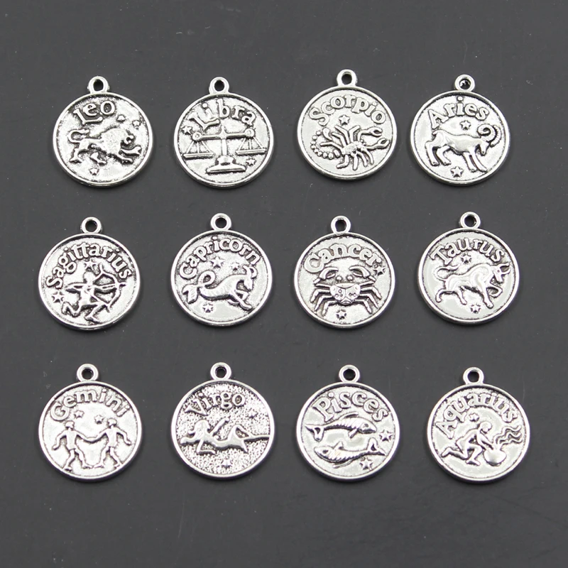 Charms Ryby Zodiak Vigro Wodnik Byk Skorpion Koziorożec Bliźnięta 20x17mm Antyczne Wykonywanie Tybetański Brąz DIY Wisiorki