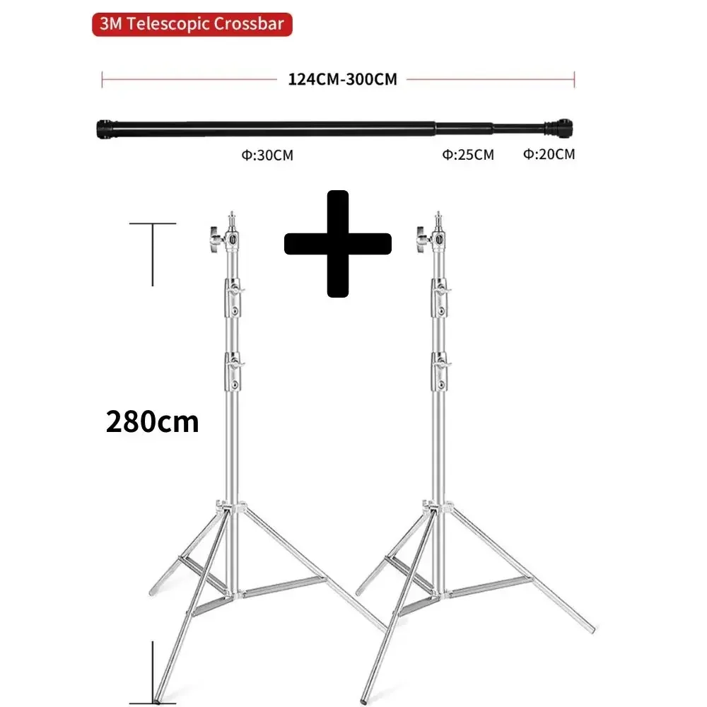 New 2.8M/2.6M Backstand Stand 2m/ 3M Telescopic Rod Telescopic Crossbar Suitable Adjustable Lamp Holders stand Photo Studio Kits