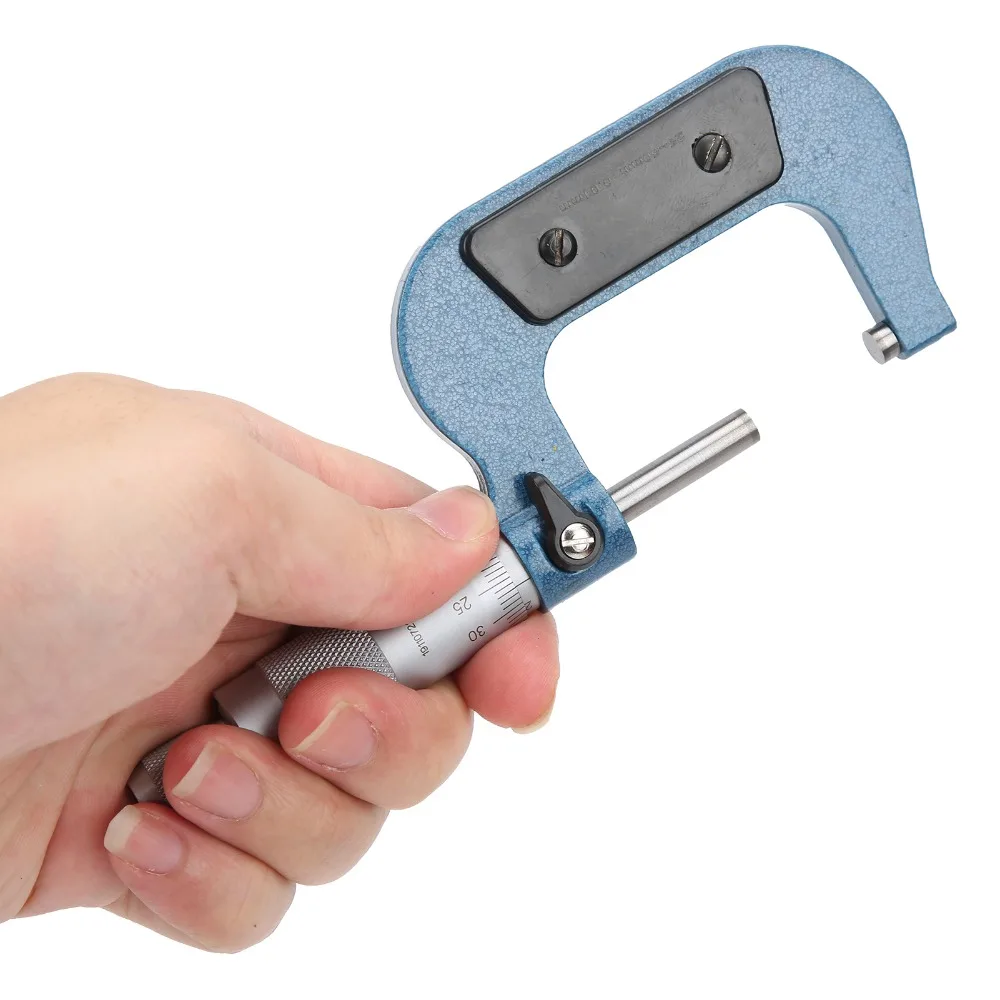 Carbon Steel Construction Outside Micrometer U-Shaped Frame Accuracy 0.0001 Inch Mechanical Caliper Measurement Range 25-50mm