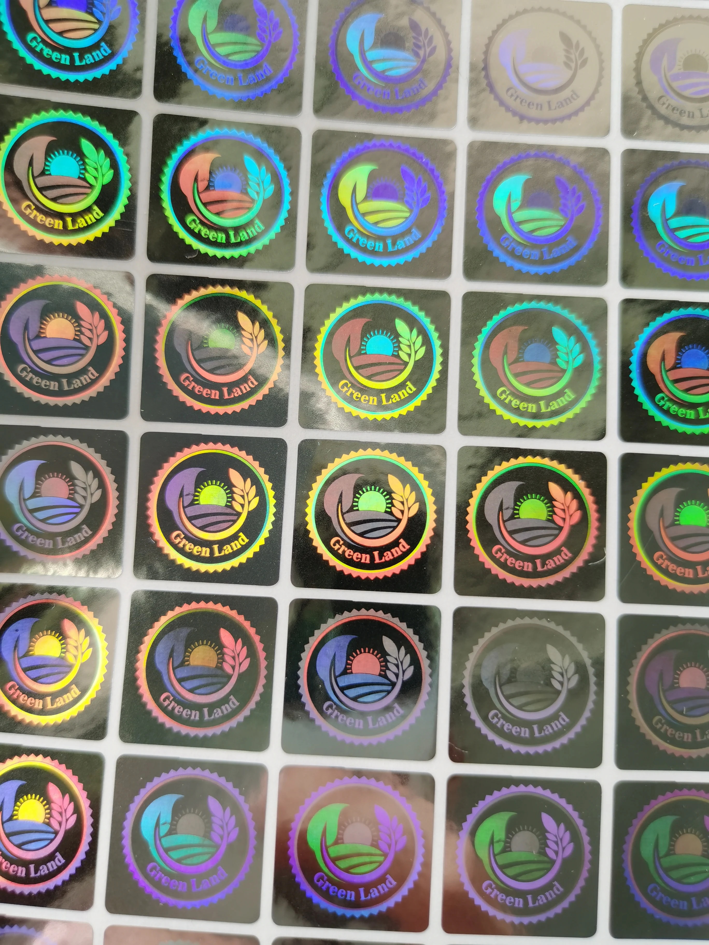 Holographic sticker custom logo text tamper proof label