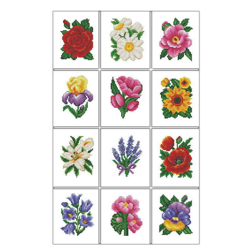 Huacan 12pcs/set 5D DIY Diamond Painting Embroidery Mosaic Flower Rose Pictures Full Round Suower Craft Home Decoration