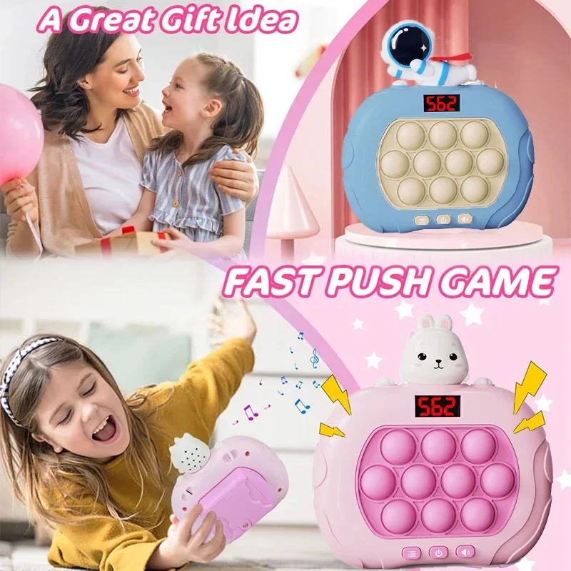 999 Level Electronic Pop Quick Push Bubbles Game Machine Kids Cartoon Fun Squeezing Toys Anti Stress Sensory Bubble Toy Gifts