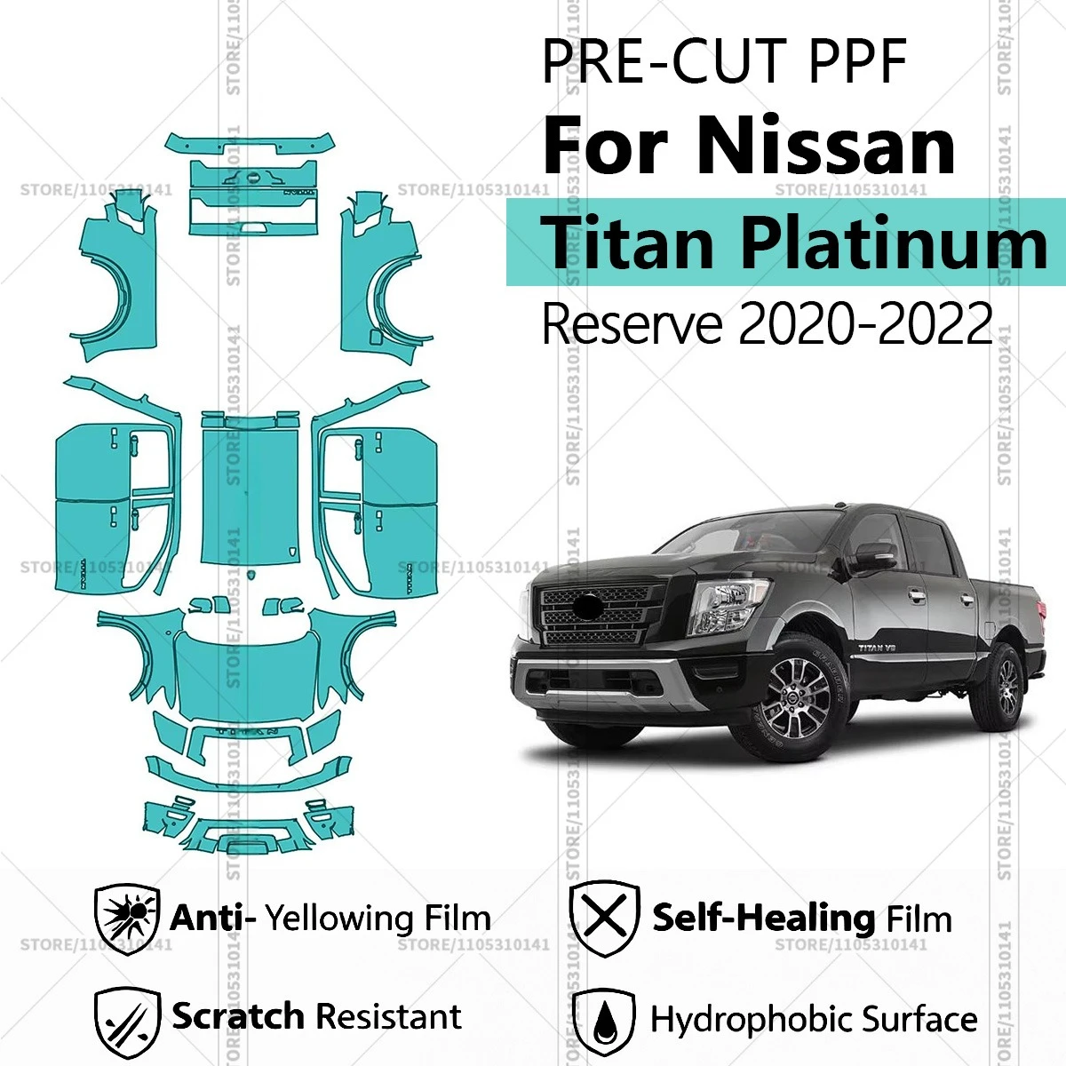 

Pre-Cut Paint Protection Film PPF Transparent Car Film Professional Automotive PPF For Nissan Titan Platinum Reserve 2020-2022