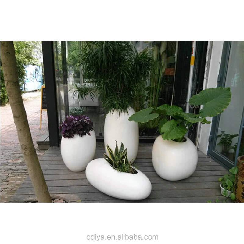 Fiberglass Flower Pot Pebble Shaped