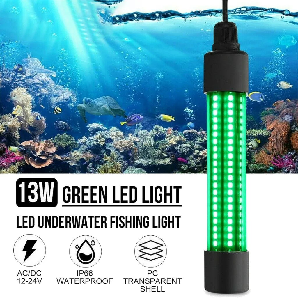 Boat Yachts 12V LED Underwater Submersible Fishing Light Night Boat Attract Fish Lamp Green Light